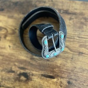 Western black with turquoise gems 40 inches belt